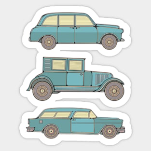 Blue Vintage Cars Sticker